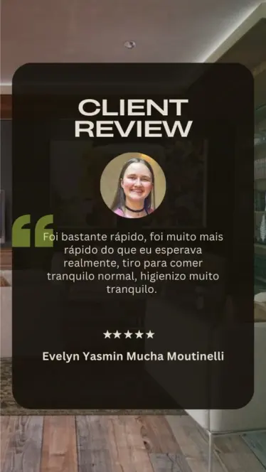 Depoimento em vídeo da Evelyn sobre alinhadores invisíveis